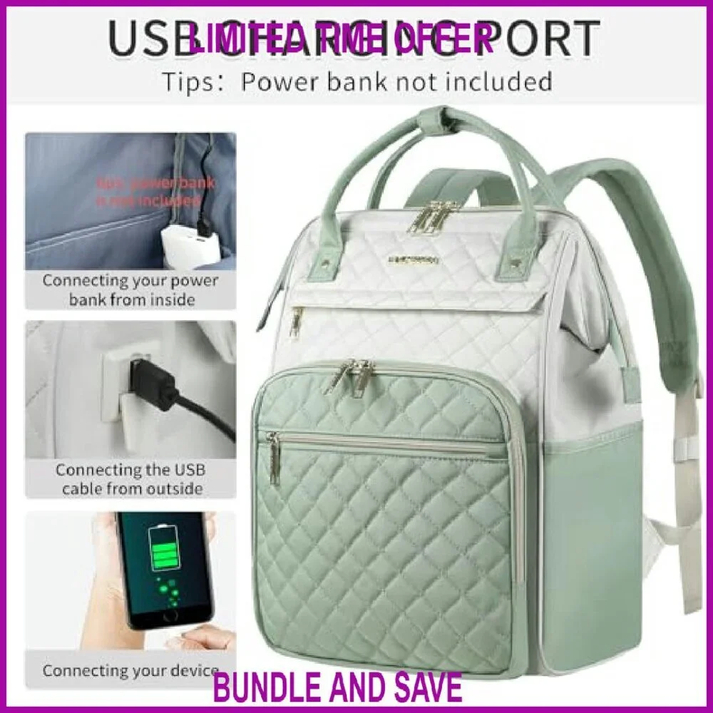 17 Inch Laptop Backpack Water Repellent USB Port Expandable Large Capacity - Picture 7 of 8